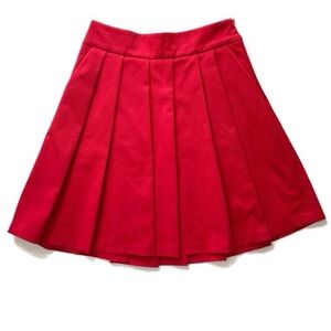 Ann Taylor Red Pleated A-Line Mini Skirt